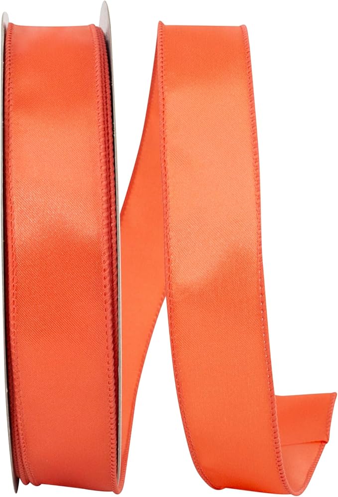 Reliant Ribbon 92575W-907-09K Satin Value Wired Edge Ribbon, 1-1/2 Inch X 50 Yards, Coral