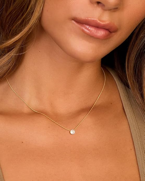 Cubic Zirconia Necklace, Dainty 14k Gold Plated Diamond Necklaces For Women Choker Necklace Simple Gold Plated CZ Jewelry Necklaces for Women Trendy Gifts