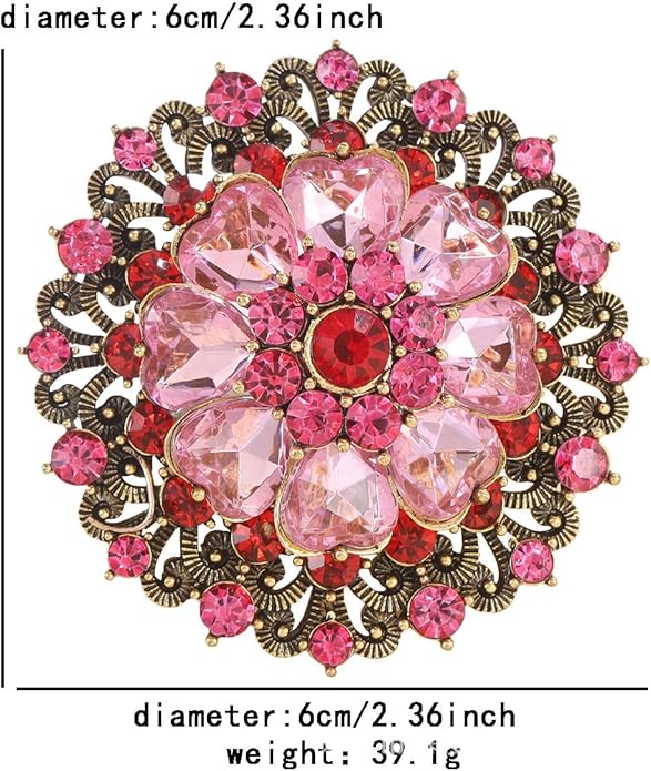 Rhinestone Flower Brooch Pin for Women Red Black Purple Flower Broochs Pin Hat Christmas Brooch Jewelry