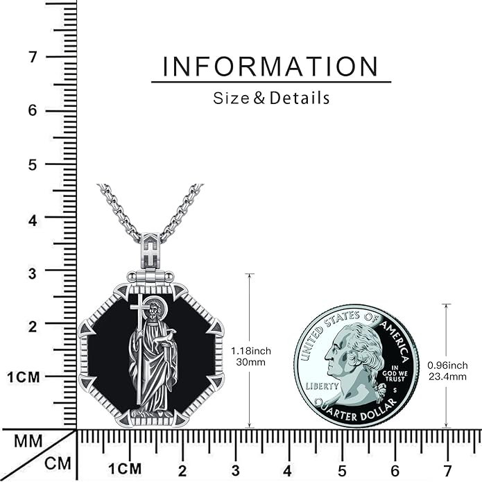 Taioiat Saint Necklace 925 Sterling Silver St Necklace Amulet Pendant Jewelry Religious Gift for Men Women