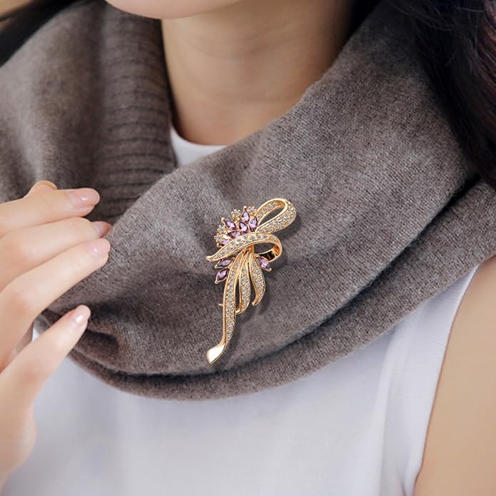 Created Crystal Brooch Fancy Vintage Style Flower Brooch Pin for Women, girls, ladies with Blue/Purple Created Crystal | Vintage Fashion | Brooches and Pins for Women | Ladies Jewelry