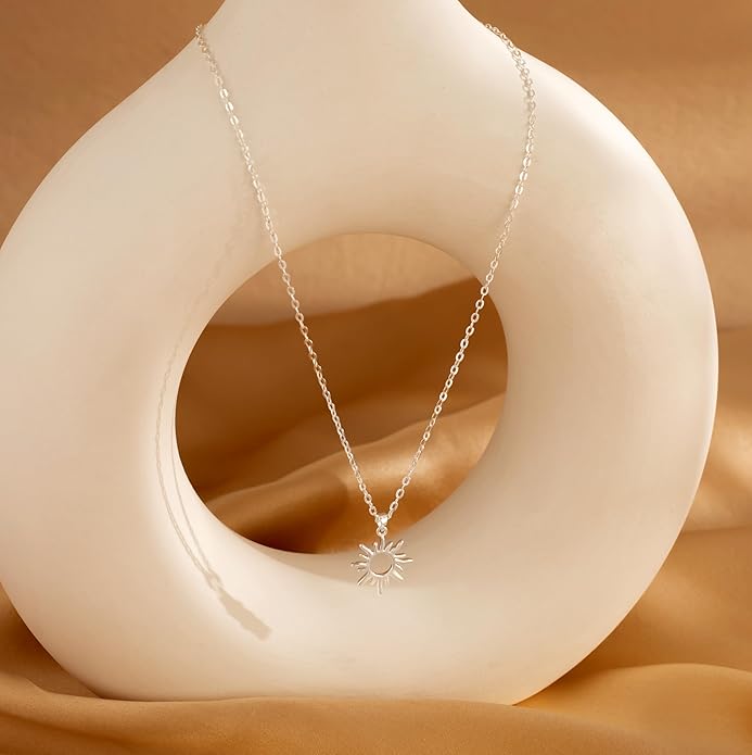 CHESKY Layered Necklaces for Women Trendy, Dainty 14k Gold Plated Pendant Necklace Layering Necklace for Women Non Tarnish Hypoallergenic Sun Gold Necklace Stack Gold Jewelry for Women Gifts