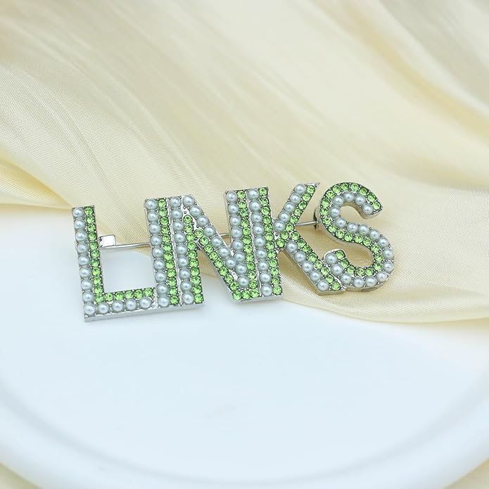 Greek Sorority Brooch Pin for Women Sorority Gift Paraphernalia Jewelry Green Rhinestone Pearl Brooch Pin Sisterhood Graduation Gift for Soror Sister