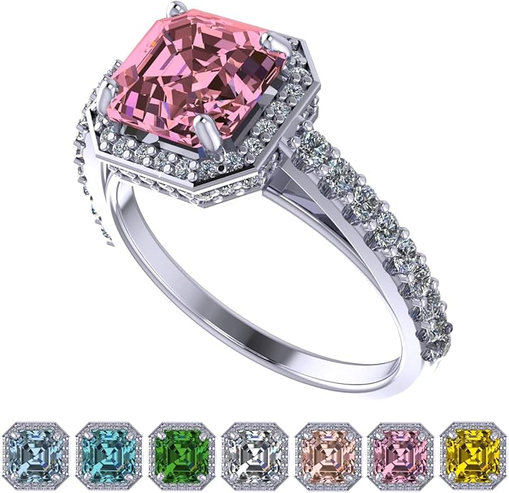 NANA Jewels Sterling Silver Engagement Rings for Women - Choose Simulated Morganite, Citrine, Aquamarine & More