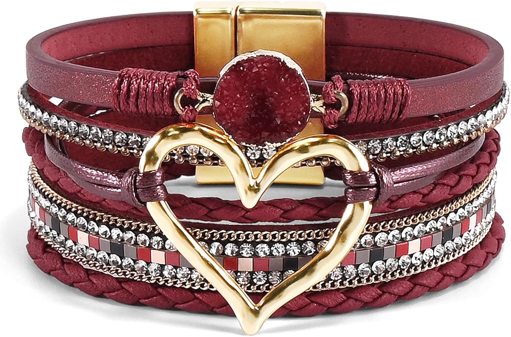 VIBILIA Boho Leather Wrap Bracelets for Women Multi-Layer Bracelets with Strong Clasp Jewelry for Women