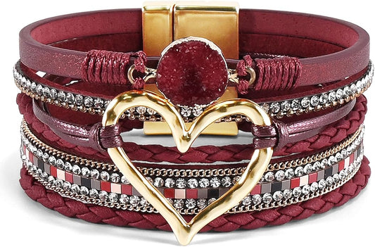 VIBILIA Boho Leather Wrap Bracelets for Women Multi-Layer Bracelets with Strong Clasp Jewelry for Women