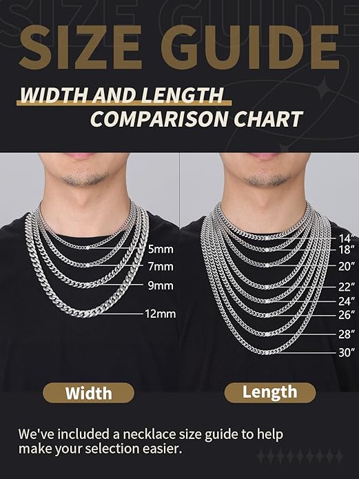 FindChic Men Curb Chain Necklace 18K Gold Plated/Stainless Steel/Black Chunky Double Tight Cuban Link Hip Hop Neck Chains for Men Boys 3.5MM/5MM/6MM/7MM/9MM/12MM 14''-30'' 8 Length Options (Send Gift Box)