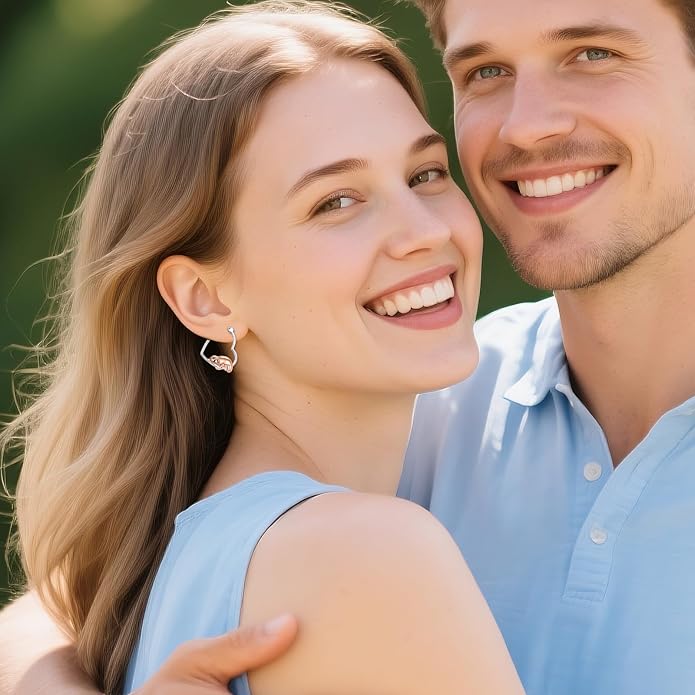 YFN Animal Earrings Sterling Silver Animal Heart Hoop Dangle Earrings Cute Jewelry Gifts for Women