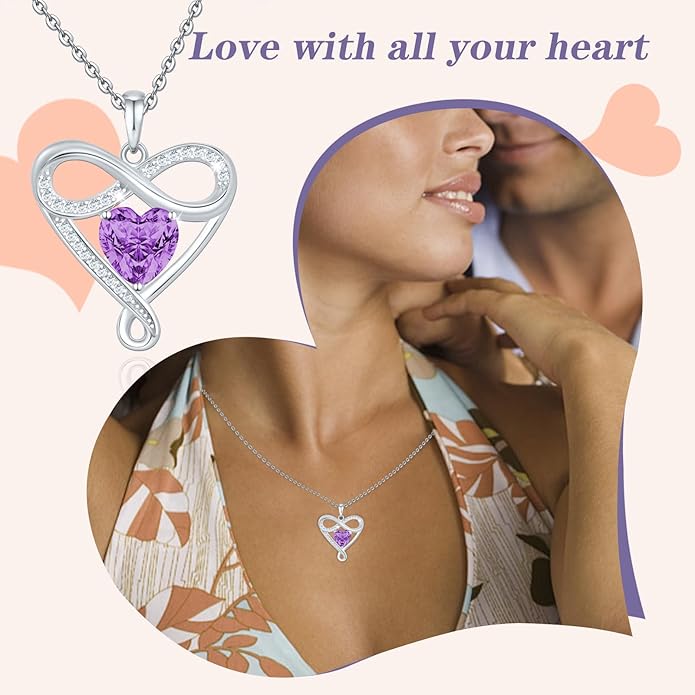 925 Sterling Silver Infinity Necklace - Exquisite Silver Jewelry for Women, Love Heart Necklace for Birthday, Anniversary, Valentine’s Day - Ideal Gift for Girlfriend, Wife, Mom, or Her