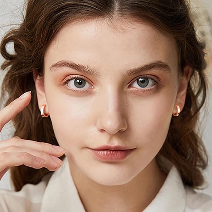 Gacimy Gold Huggie Hoop Earrings for Women 14k Gold Plated, Small Hoop Earrings for Women, 1/2 Inch Yellow Color Earrings for Women