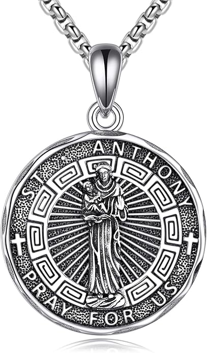YFN Patron Saint Necklace Sterling Silver Amulet Medal Pendant Religious Protector Jewelry Gifts for Women Men