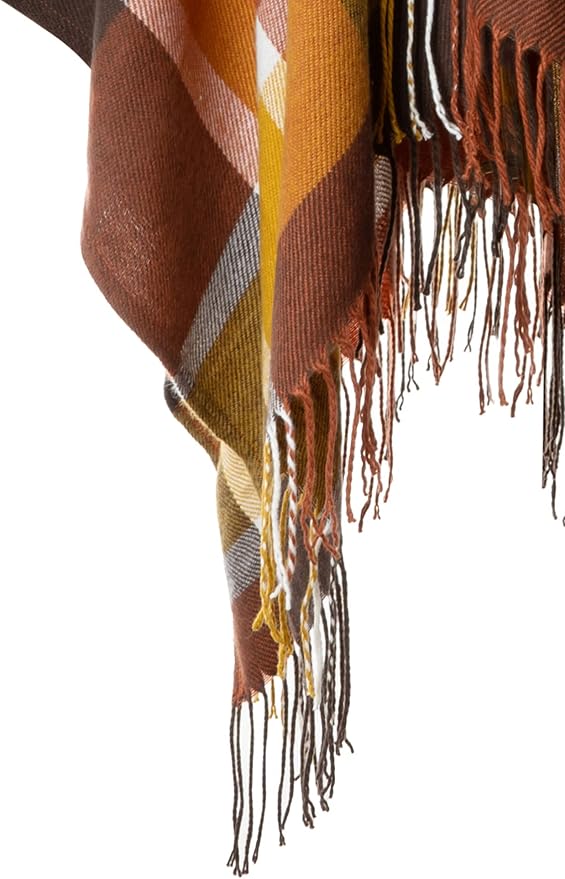 Moss Rose Women's Travel Plaid Shawl Wrap Open Front Poncho Cape for Fall Winter