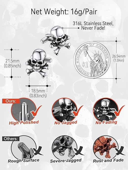 FaithHeart Mens Cufflinks, Norse Viking Tuxedo Shirt Cuff Links, Stainless Steel Cuff Links and Shirt Studs, Gift Box