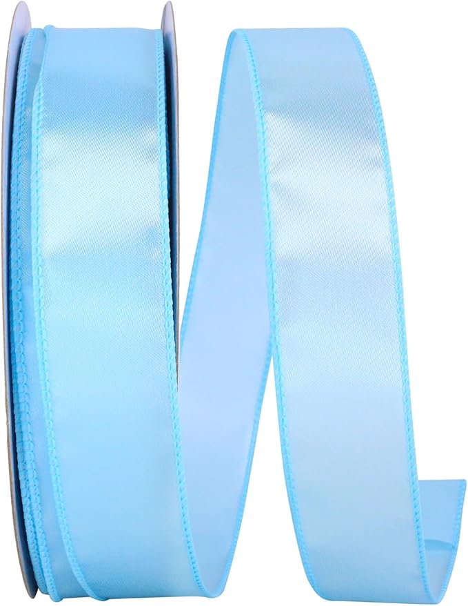 Reliant Ribbon 92575W-311-09K Satin Value Wired Edge Ribbon, 1-1/2 Inch X 50 Yards, Pale Blue