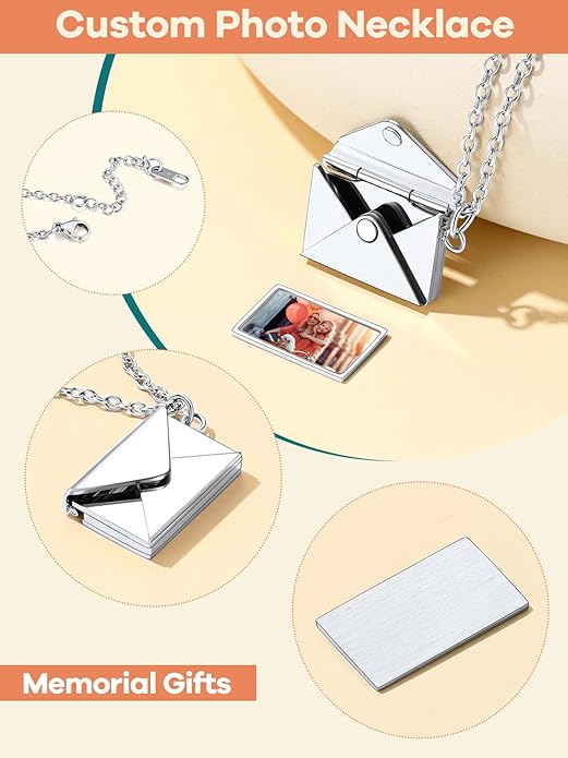 Supcare Locket Necklace That Holds Pictures-Engraved Photo Pendant Custom Jewellery Gifts for Men Women (with Jewellery Gift Box)