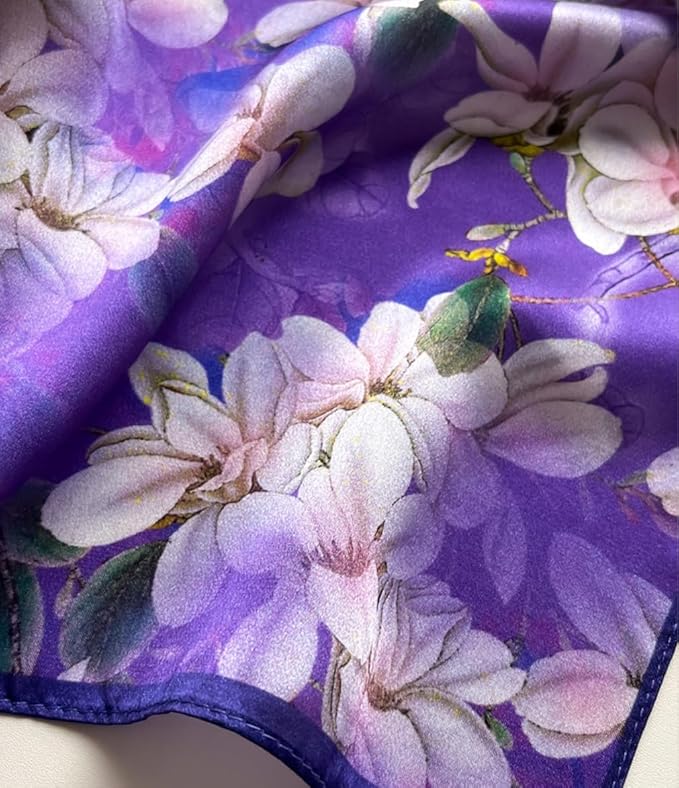 ANDANTINO 100% Mulberry Silk Scarf -21” Lightweight Square Neckerchief – Breathable Digital Printed Scarves with Gift Packed