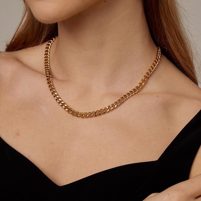 Dainty Chain Necklace for Women, 18K Gold Plated Coin Disc Choker Necklaces Simple Satellite Beaded Twisted Thin Paper Clip Chain Everyday Jewelry Gifts