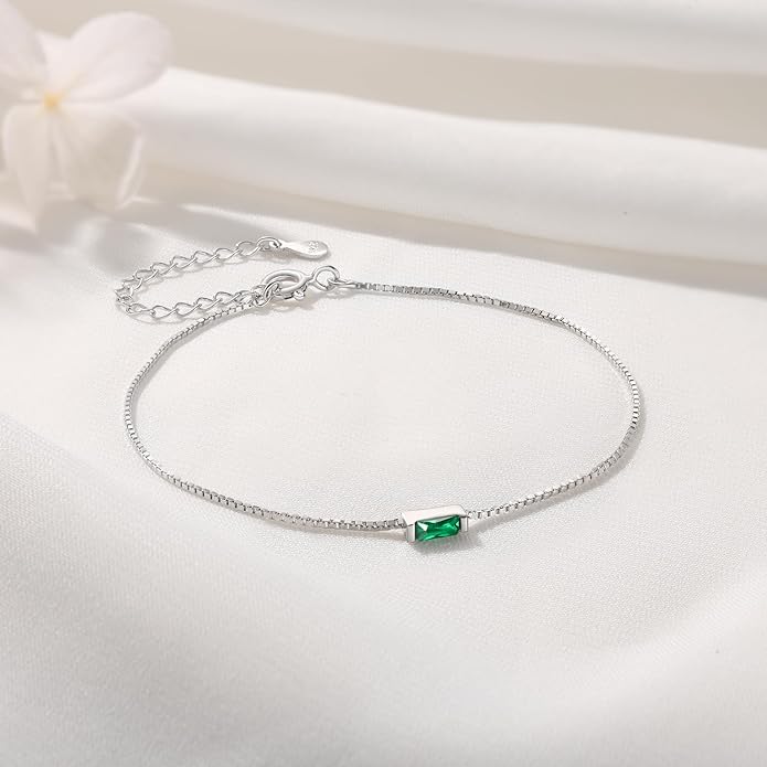 925 Sterling Silver Personalized Mom Birthstone Bracelets for Women — Custom Adjustable Dainty Jewelry for Mother’s Day, Birthday, Christmas Gifts for Mom Grandma Wife