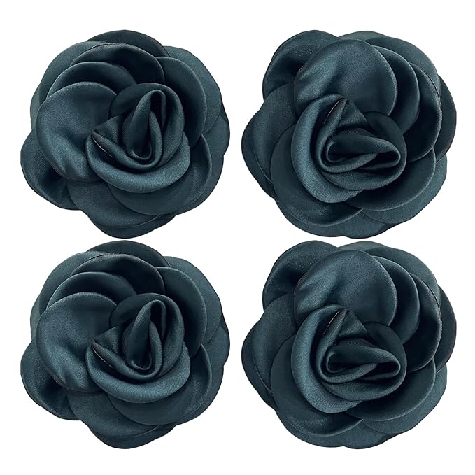 Sanrich Women's Brooches 4pcs Rose Flower Hair Clip Mexican Hair Flowers Clips Hairpin Brooch Tea Party Hats Headpieces (blackish green)