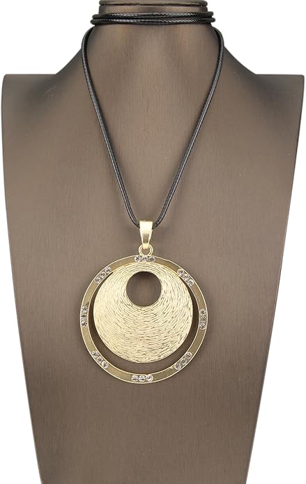 Boho Necklaces for Women Chunky Circle Necklace Layered Boho Circle Leather Choker Necklace Long Vintage Necklaces Bohemian Jewlery Gifts