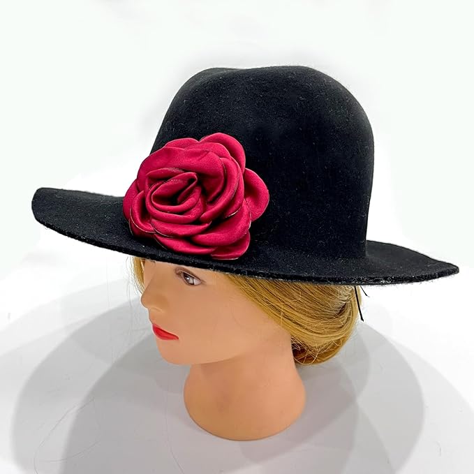Sanrich Women's Brooches 4pcs Rose Flower Hair Clip Mexican Hair Flowers Clips Hairpin Brooch Tea Party Hats Headpieces (burgundy)