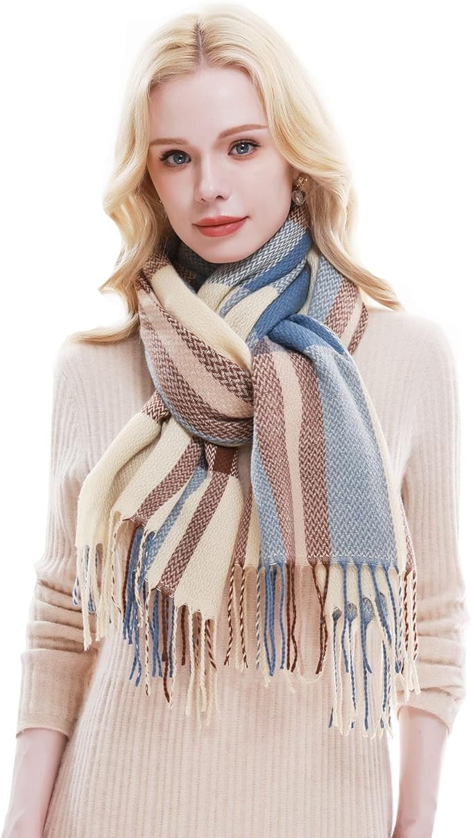 RIIQIICHY Plaid Scarf for Women Fall Winter Pashmina Scarves Wraps for Cold Weather Warm Large