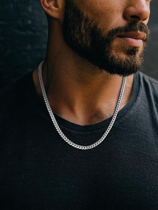 ChainsPro Chunky Miami Cuban Link Chains for Men,Stainless Steel Cuban Chain Necklace,4.8/6/10/14mm Width,No Tarnish& Thick Hip Hop Jewelry,18-30 inch Length, Black/Gold Plated/Silver,Send Gift Box