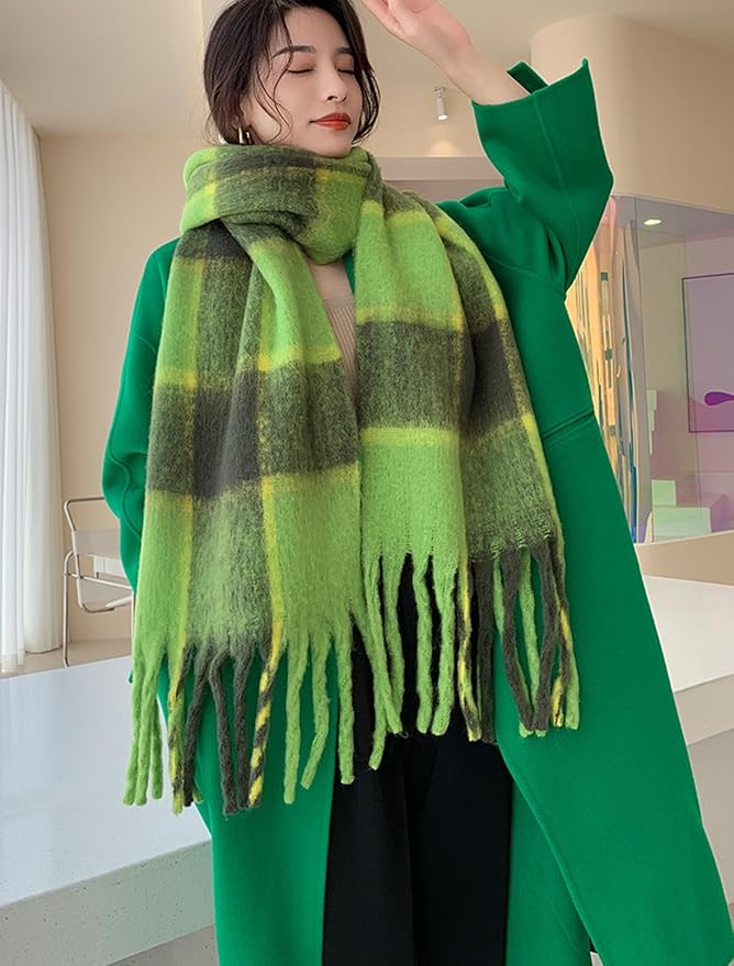Wander Agio Winter Women Warm Scarf Long Shawl Large Scarves Cold Weather Thick Blanket Scarfs Colorful Plaid