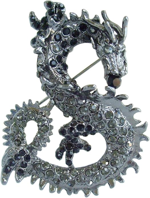 Art Style 2.36" Dragon Brooch Pin Pendant Austrian Crystal BZ2980