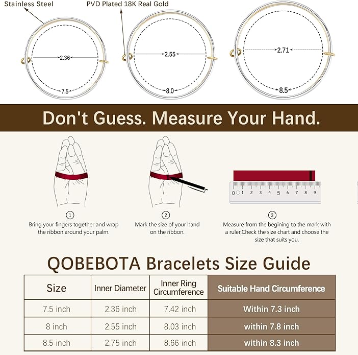 QOBEBOTA Stackable Bangles Bracelets for Women Trendy 18K Gold Plated Stainless Steel Non Tarnish Mixed Metal Bracelet Stack Triple Interlocked Two Tone Jewelry Set Gold and Silver Bracelets for Women