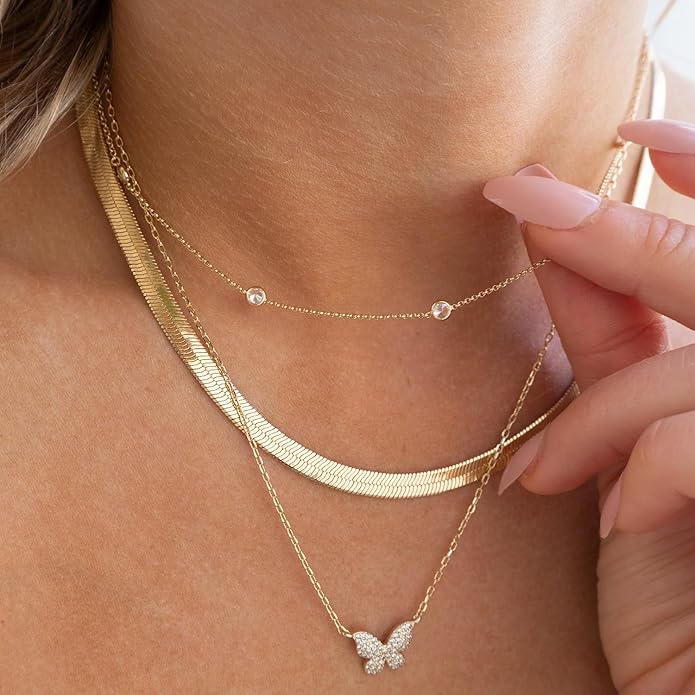 Dainty Necklaces for Women Cute Station Choker Necklace Cubic Zirconia Simulated Diamond Necklace Simple Layering CZ Necklace Trendy Jewelry Gifts