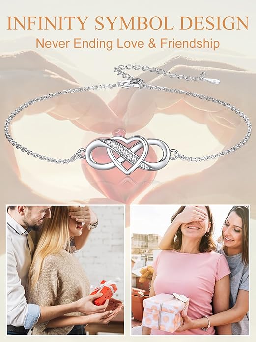 Custom4U Personalized Infinity Ankle Bracelets for Women 925 Sterling Silver Anklet Bracelet Endless Love Symbol Birthstone Charm Adjustable Foot Chain Jewelry Mothers Day Gifts for Mom Wife Women Her