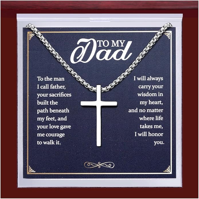 TEN MIRO S925 Sterling Silver Cross Necklace for Men Solid Sterling Silver Cross Pendant Necklace Boys Mens Cross Necklace Jewelry Gifts with Box & Card Birthday Anniversary Christmas Father's Day