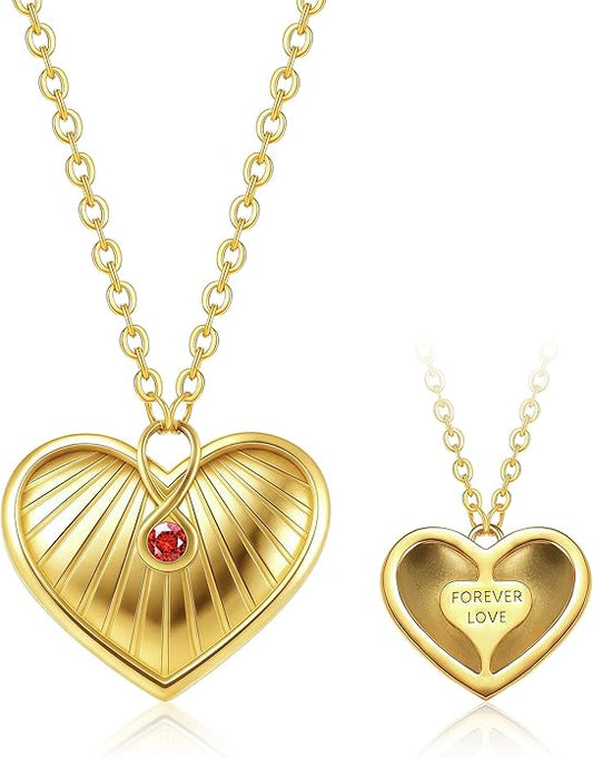 Infinity Heart Necklace,Pendant Necklace for Women Engraved with 'FOREVER LOVE',Heart Pendant Necklace with Cubic Zirconia,Anniversary Eternity Jewelry Gift for Wife or Birthday Present for Women