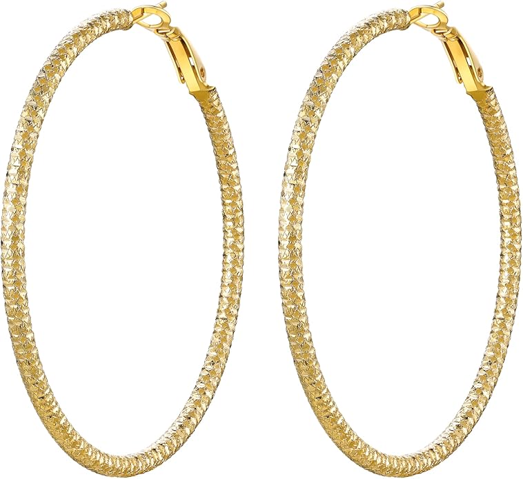 PROSTEEL 30/40/60/80/100mm Chunky Hoop Earrings For Women Gold Plated/Black Stainless Steel Hoops Earrings Statement Jewelry
