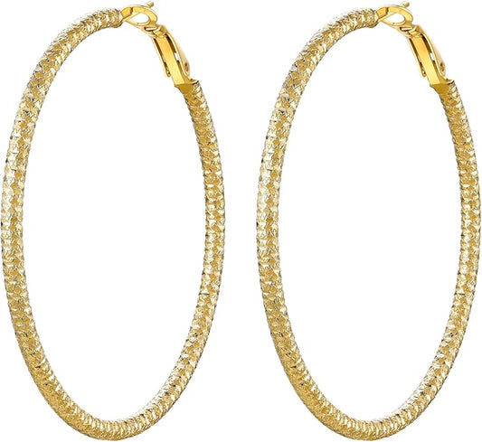 PROSTEEL 30/40/60/80/100mm Chunky Hoop Earrings For Women Gold Plated/Black Stainless Steel Hoops Earrings Statement Jewelry