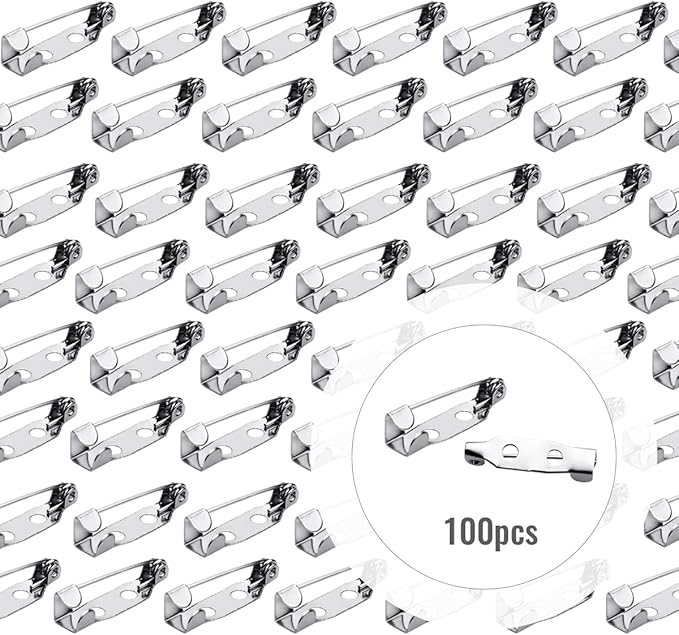 100 Pcs Bar Pins - Silver Brooch Clasp Pins for Badges, DIY Craft, Sewing, Baby Shower, Wedding Name Tags (20mm)