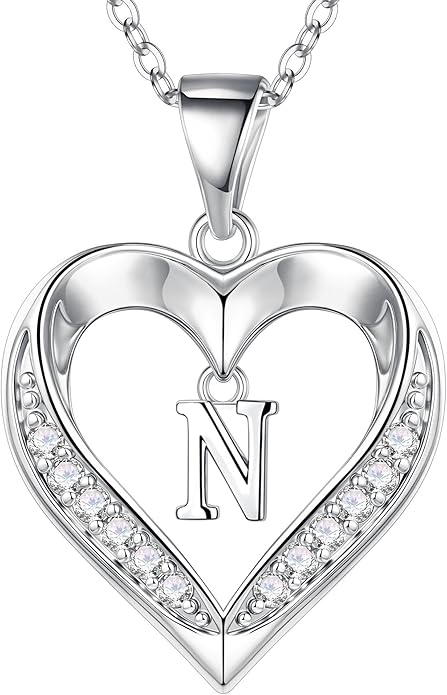 Turandoss Heart Initial Necklaces for Women - Dainty 14K Gold Plated CZ Heart Pendant Necklace with Tiny Letter A-Z, Non Tarnish Waterproof Trendy Jewelry Gifts for Mom Wife Girlfriend