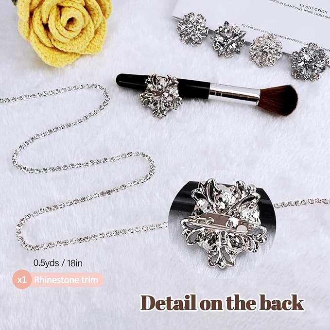 Yhsheen Rhinestone Brooches Crystal Brooch Pins, Pearl Crystal Wedding Bouquet kit Set