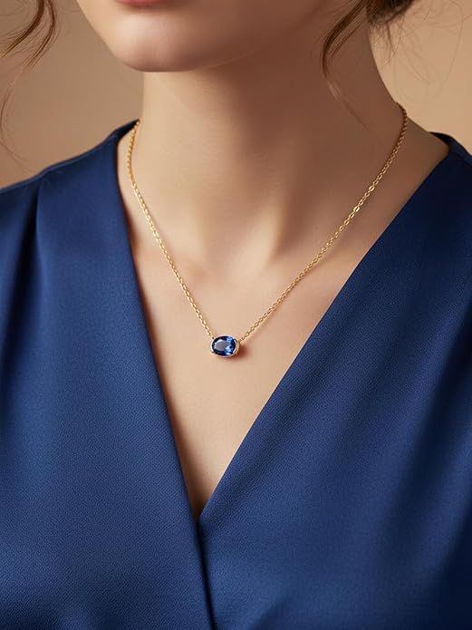 CYW Moissanite/Ruby/Sapphire/Emerald Dainty Pendant Necklace for Women, Novelty Design, Really Authentic Solid 925 Sterling Silver, 16"/18"/20" Adjustable, Birthday Anniversary Valentines Gift