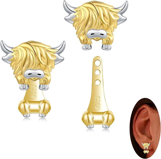 Animal Jacket Earrings for Womens 925 Sterling Silver Axolotl Pug Cat Goat Earrings Cute 3D Earrings Jacket Hypoallergenic