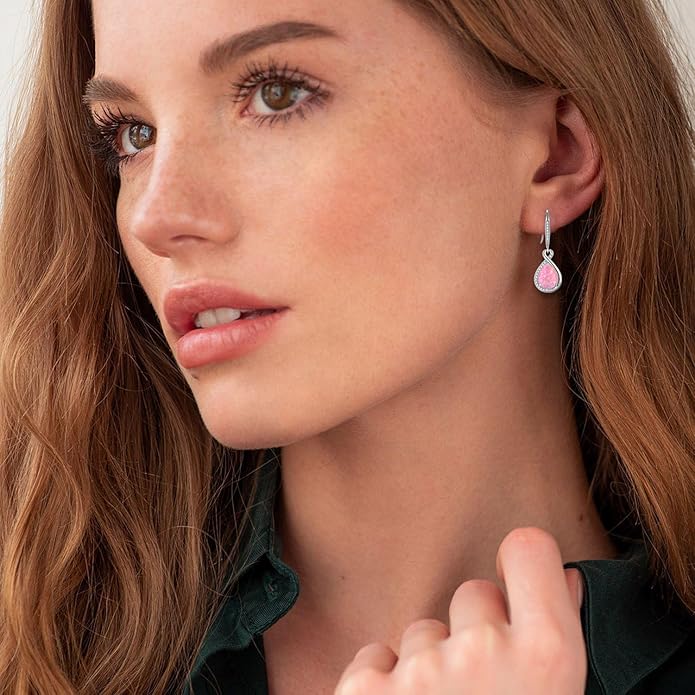 Opal Earrings 925 Sterling Silver Hook Drop Teardrop Gemstone Earrings October Birthstone Dangle Earrings Jewelry Gift for Women