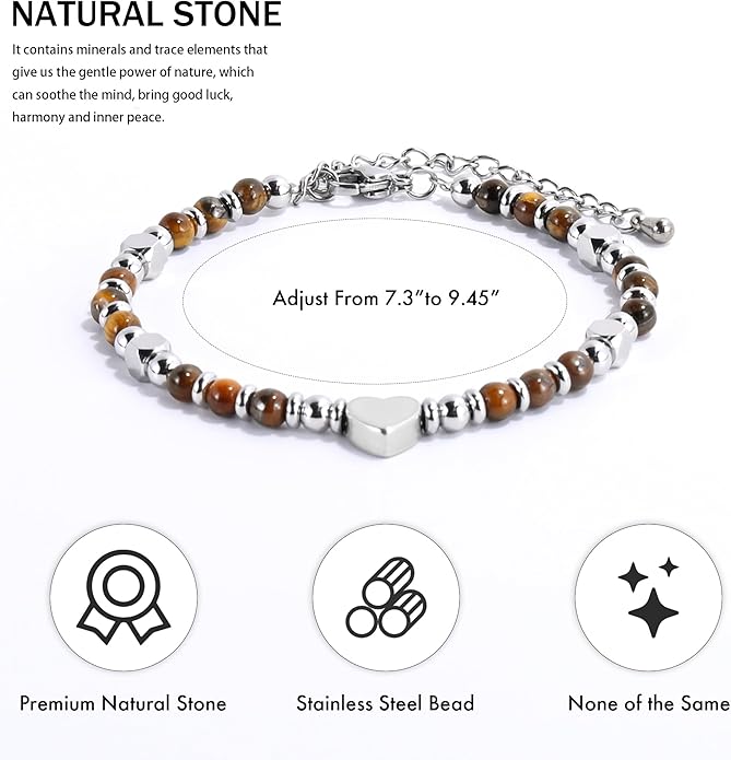 VIBILIA Cross Beaded Bracelets for Women, Inspirational Natural Heart Religious Bracelets for Women, Birthday Christian Gifts for Women on Thanksgiving Christmas Gifts