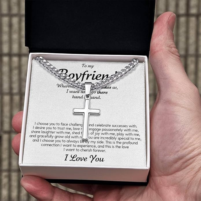 VIRAGIL To My Man Necklace Chain for Men, Silver Stainless Steel Chain Jewelry, Romantic Gift from Partner for Birthday Valentine or Everyday Wear with Meaning