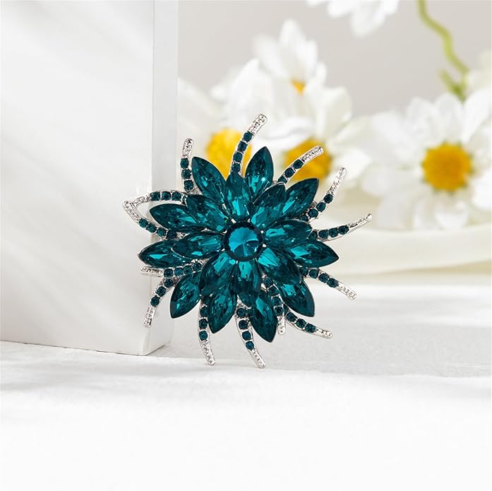 Rhinestone Sunflower Brooch Pin Red Pink Flower Brooch Stylish Crystal Brooch Elegant Clothing Hat Bag Accessories Jewerly for Women