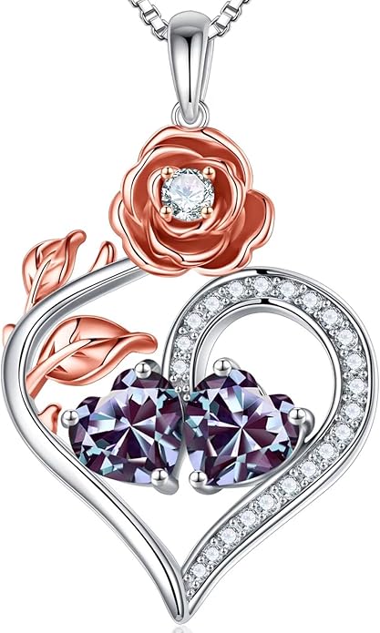 Iefil Christmas Gifts for Women Wife - 925 Sterling Silver Double Birthstone Necklace, Anniversary Birthday Gifts for Women, Jewelry Gifts for Wife Her
