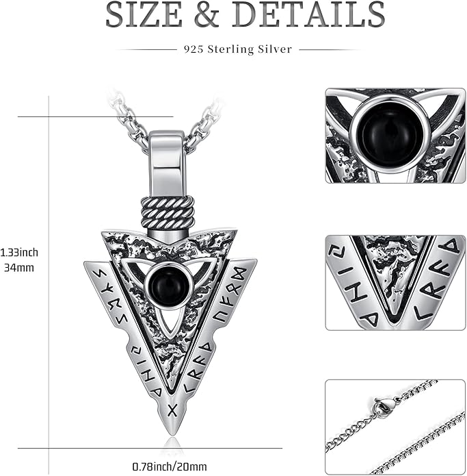Taioiat viking Pendant Necklace for Men Nordic Celtic 925 Sterling Silver Vintage Mjolnir Jewelry Norse Vikings Gift for Women