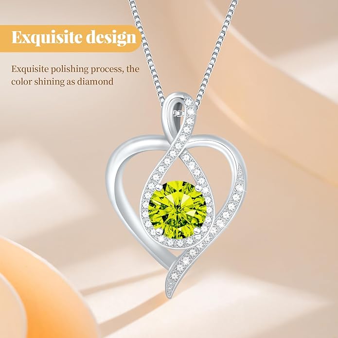 925 Sterling Silver Infinity Heart Necklace for Women, Rhodium Plated Cubic Zirconia Pendant Gift for Girlfriend Wife Mom - Anniversary Valentine's Day Birthday Present with Elegant Gift Box