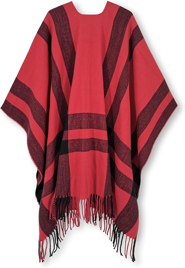Moss Rose Women's Travel Plaid Shawl Wrap Open Front Poncho Cape for Fall Winter