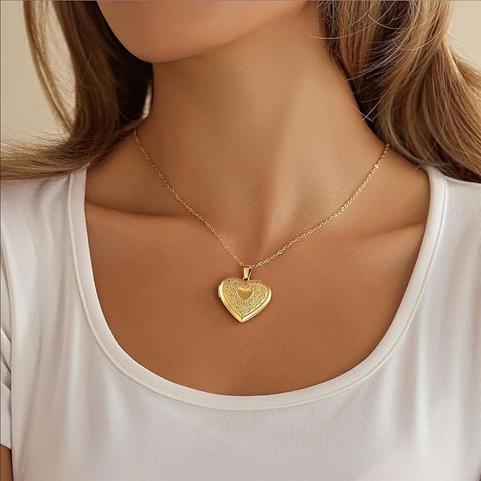 PHOCKSIN Personalized Locket Necklace for Women Photo Necklace with Customized Picture Birth Flower Birthstone New Years Gifts for Women